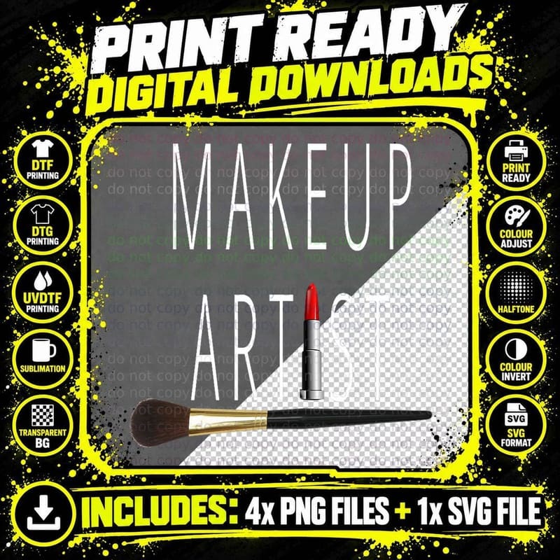 MUA Makeup Artist Shirt T-Shirt Png SVG Digital Bundle