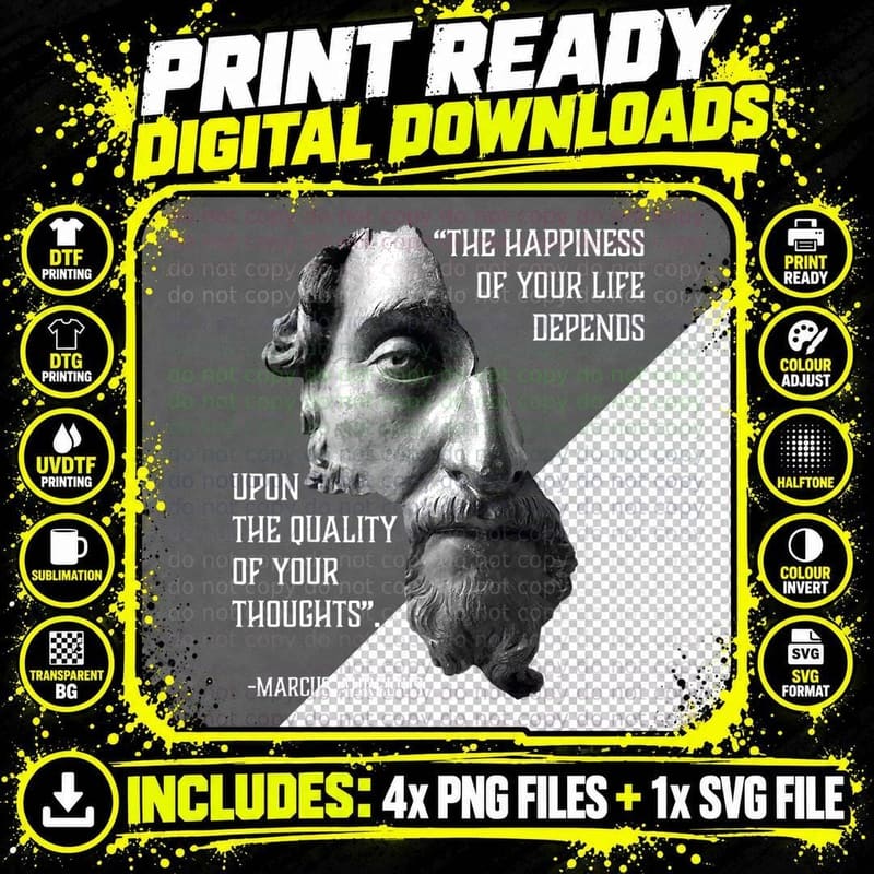 Marcus Aurelius Stoic Quote Memento Mori Amor Fati Png SVG Digital Bundle