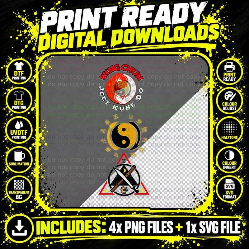 Martial Art of Kali Wing Chun JKD Jeet Kune Do T-Shirt Png SVG Digital Bundle