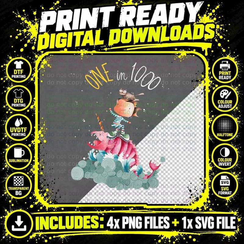 One in 1000 Original Artwork by Sonia Alcón T-Shirt Png SVG Digital Bundle