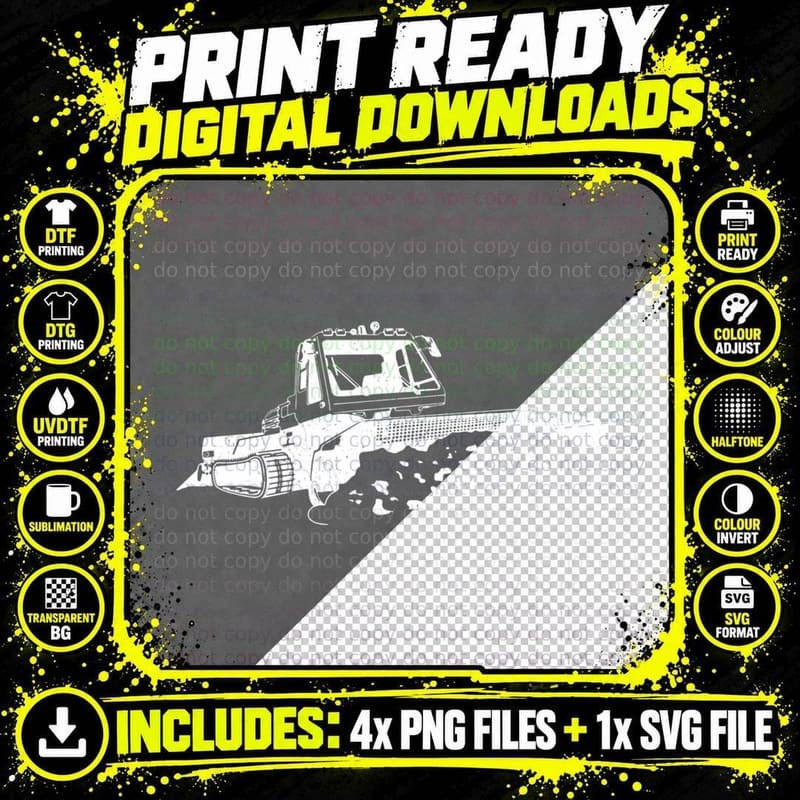 Pistenraupe Vehicle Work Snow Caterpillar Winter Sports Png SVG Digital Bundle