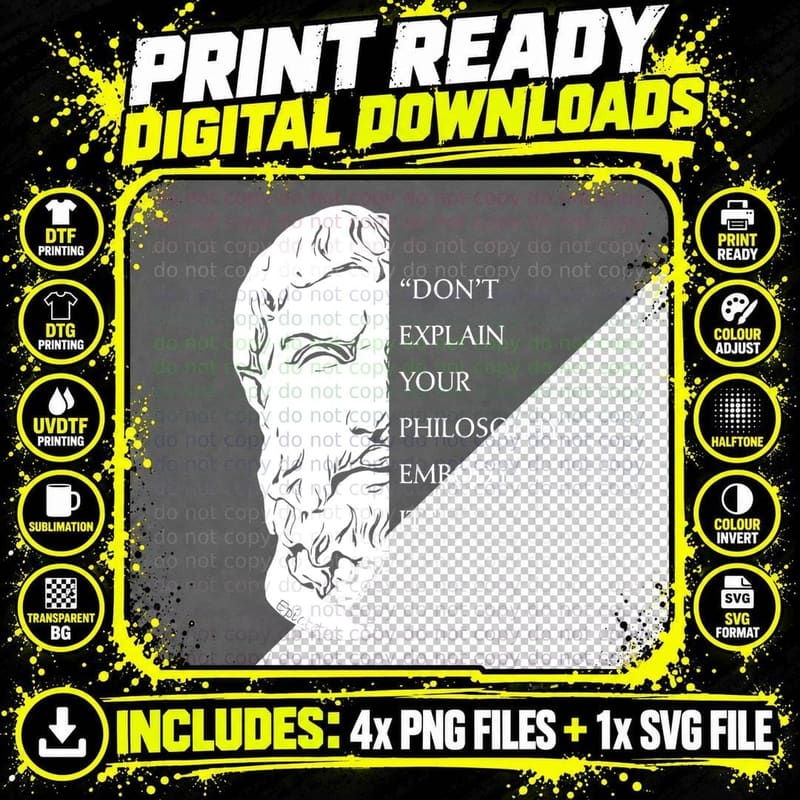 Stoicism Epictetus Stoic Philosophy Quote Embody T-Shirt Png SVG Digital Bundle