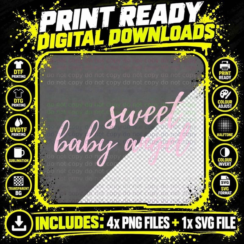 Sweet Baby Angel, MFM Quote Tshirt Png SVG Digital Bundle