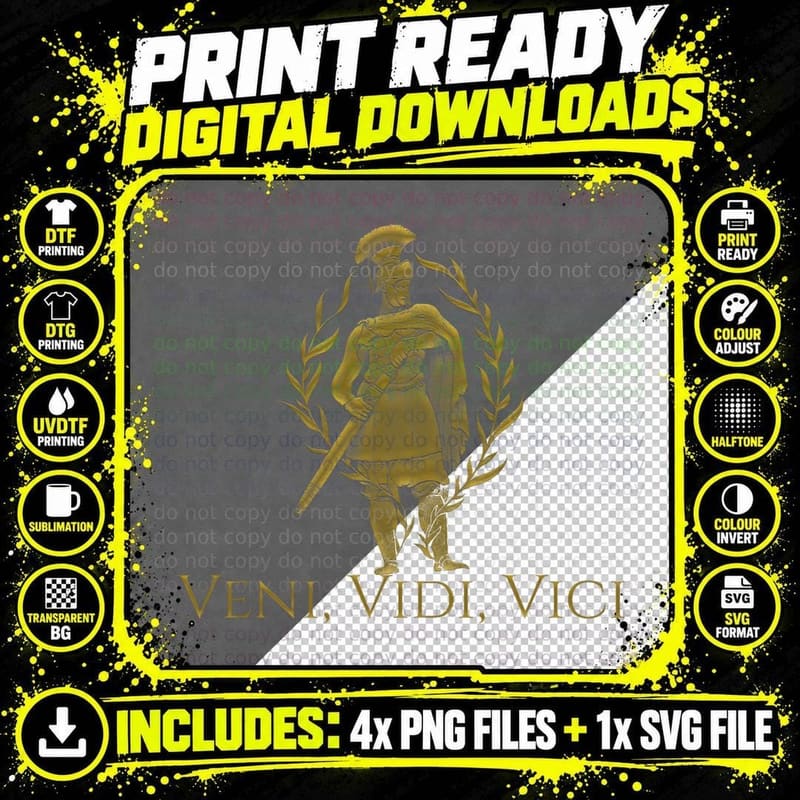 Veni Vidi Vici - Julius Caesar Latin Quote - Ancient Png SVG Digital Bundle