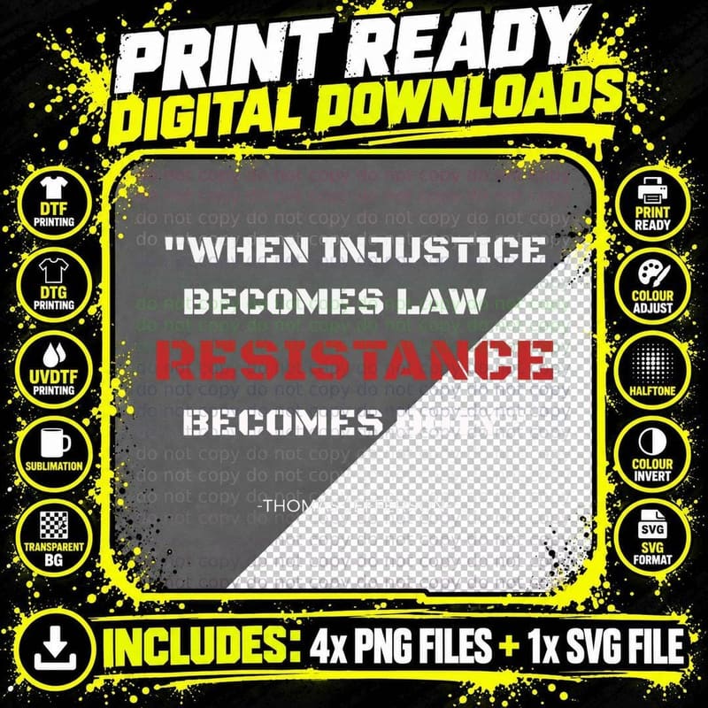 When Injustice Becomes Law Thomas Jefferson Quote Top Png SVG Digital Bundle