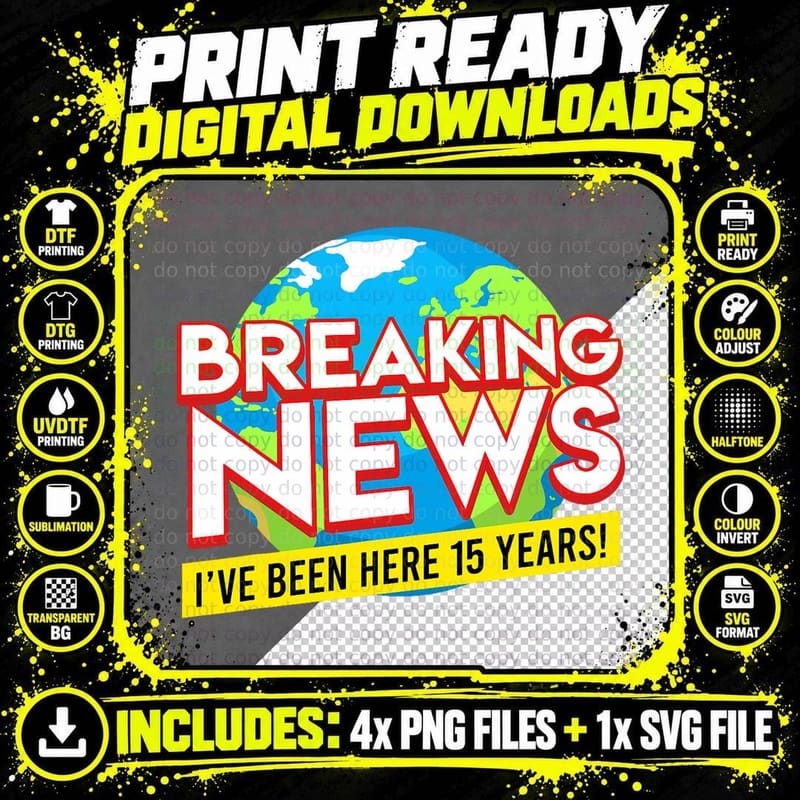 15 Years of Service Company Anniversary 15 Years Work Png SVG Digital Bundle
