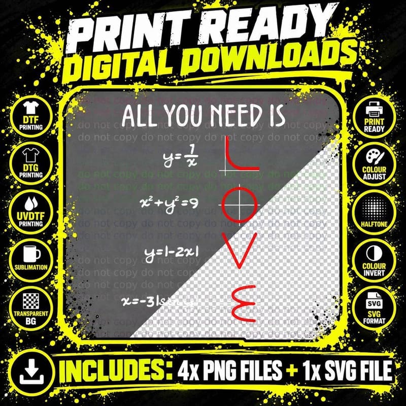 All You Need Is Love Math Vertical T-Shirt Png SVG Digital Bundle