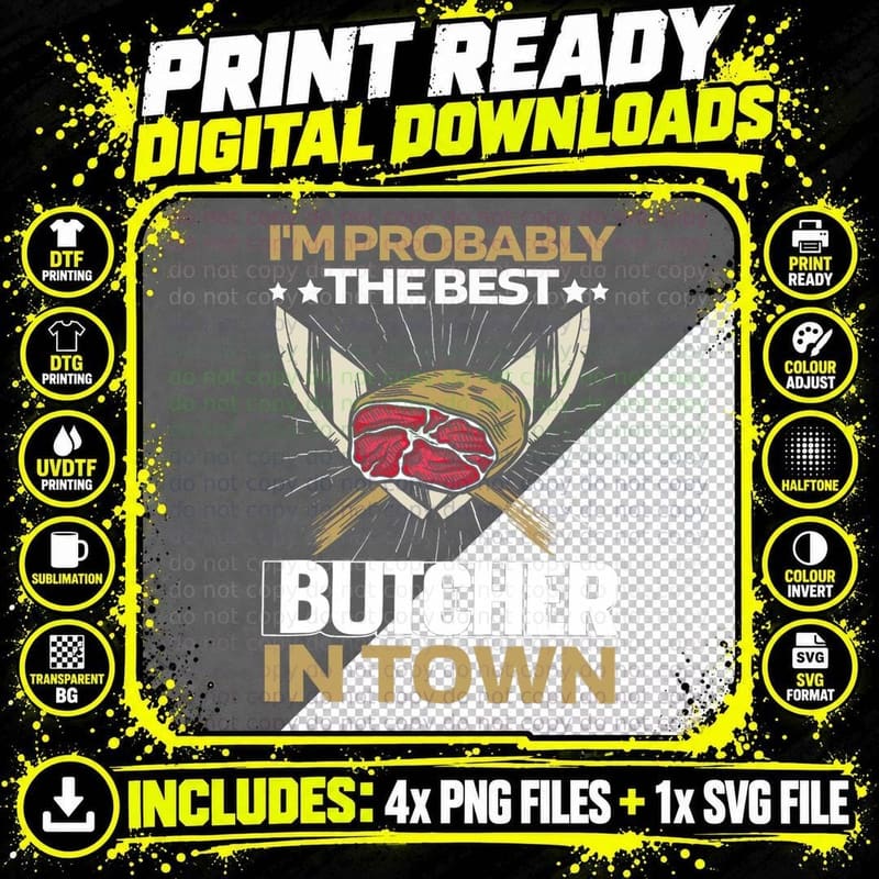 Butcher Knives Meat - Butchery T-Shirt Png SVG Digital Bundle