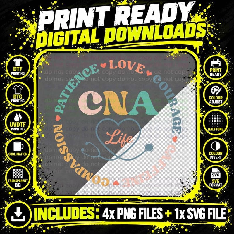 CNA Life Shirt CNA Certificated Nursing Assistant T-Shirt Png SVG Digital Bundle