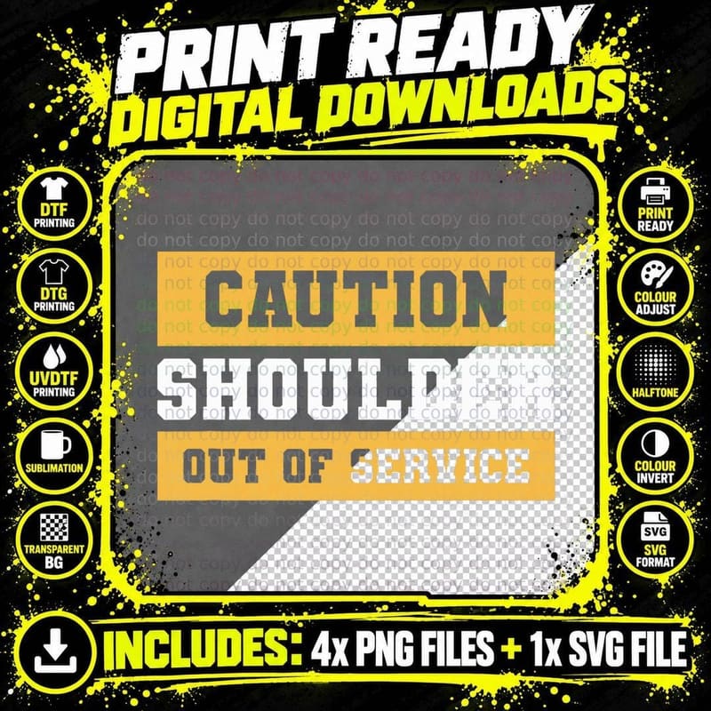 Caution Shoulder Out of Service Knee Replacement Surgery Png SVG Digital Bundle