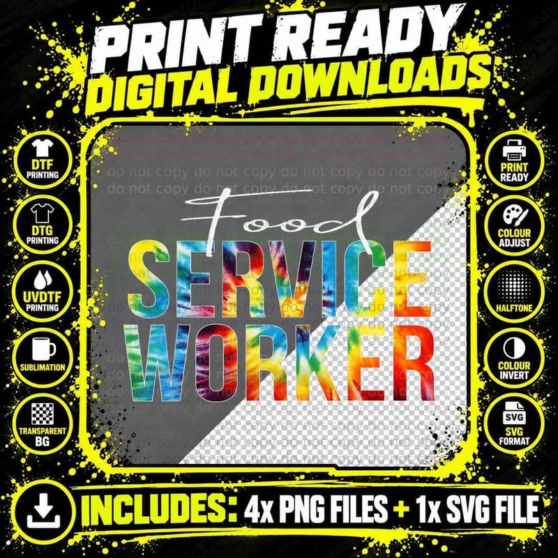 Food Service Worker Appreciation Day Tie Dye Women for Png SVG Digital Bundle
