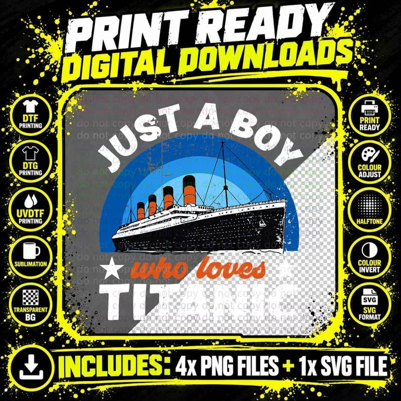 For Boys Who Just Love the RMS Titanic T-Shirt Png SVG Digital Bundle