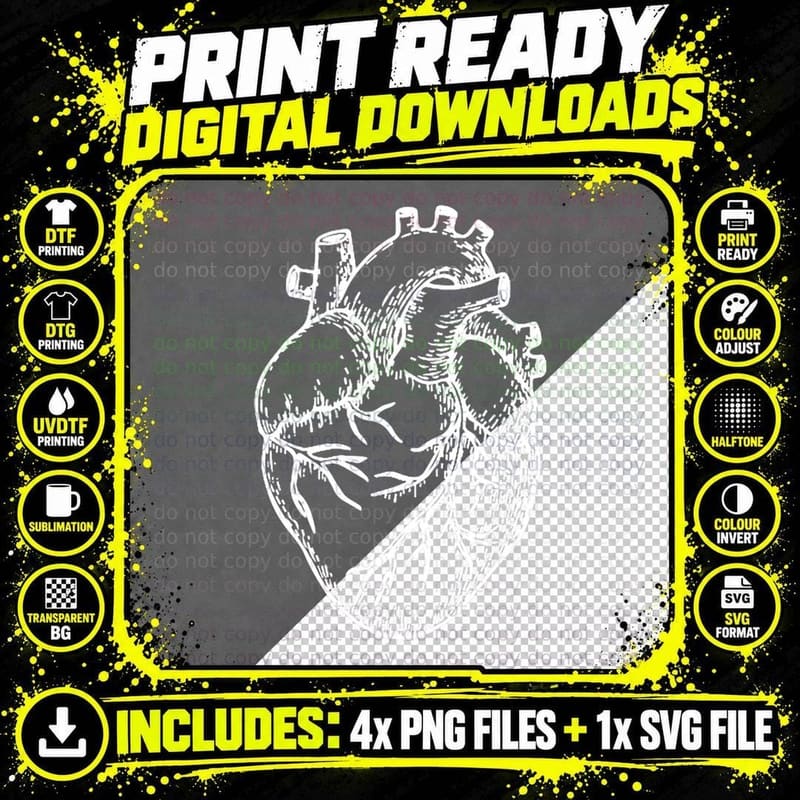 Hanger Swag Anatomical Heart T-Shirt Png SVG Digital Bundle
