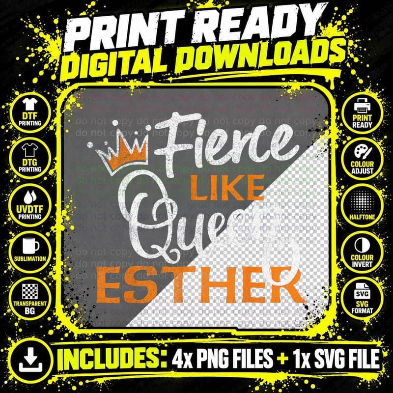 Happy Purim Costume Idea Queen Esther Hebrew Jewish Png SVG Digital Bundle