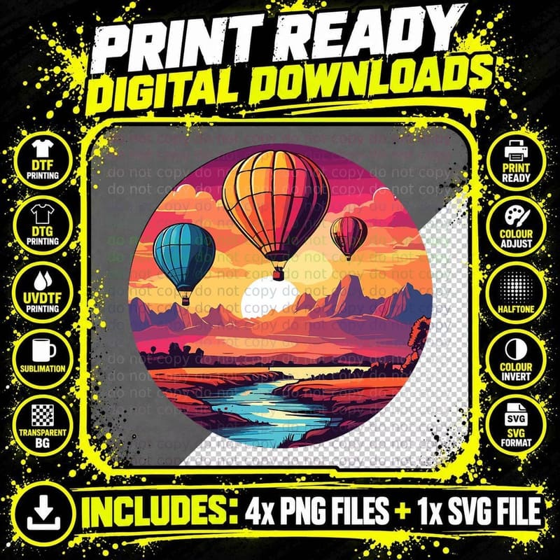 Hot Air Balloon Captain Ballooning Festival Hot Air Png SVG Digital Bundle