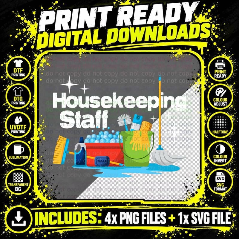 Housekeeping Staff - Housekeeper Cleaner Janitorial Png SVG Digital Bundle