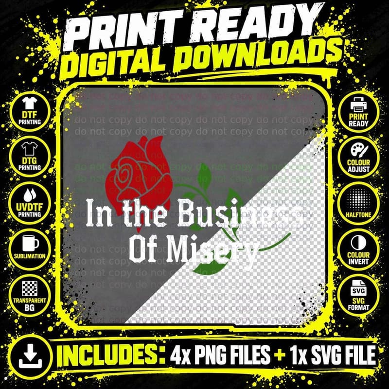 In the Business of Misery Apparel T-Shirt Png SVG Digital Bundle