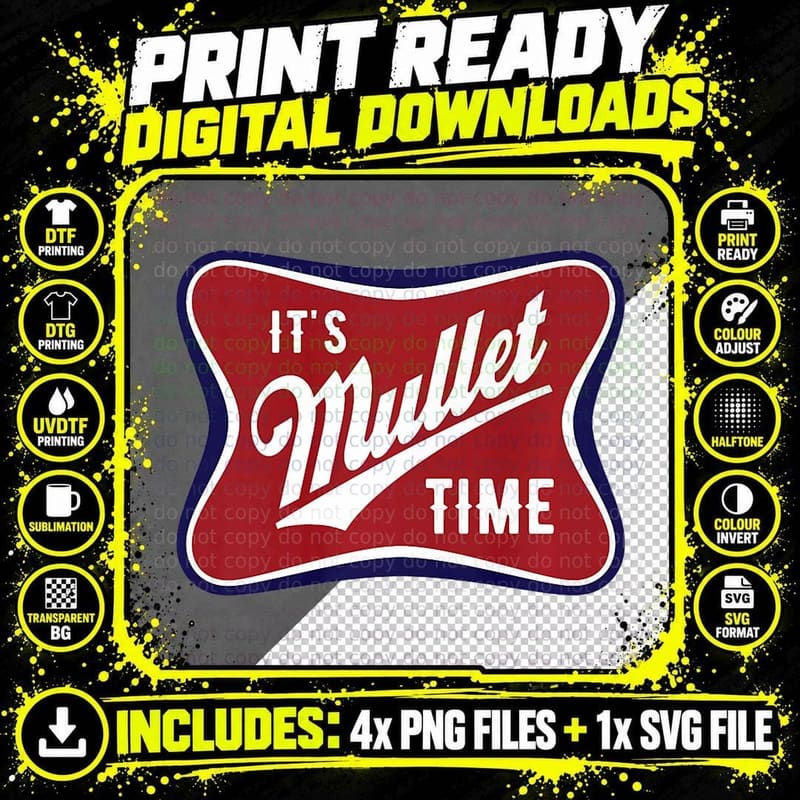 It's Mullet Time Business in the Front Party T-Shirt Png SVG Digital Bundle