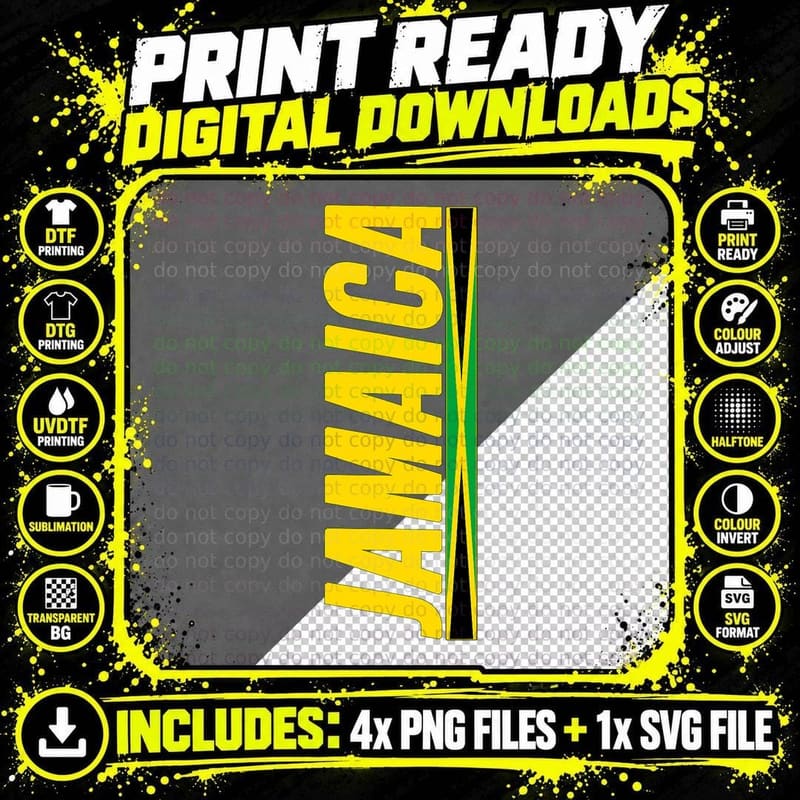 Jamaican Flag T-Shirt Jamaica Color Love Gift Souvenir Png SVG Digital Bundle