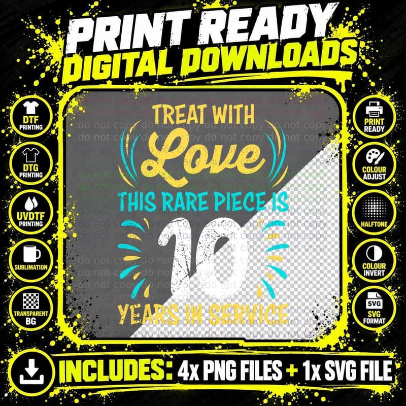 Jubilee Treat with Love 10 Years in Service Colleague Png SVG Digital Bundle