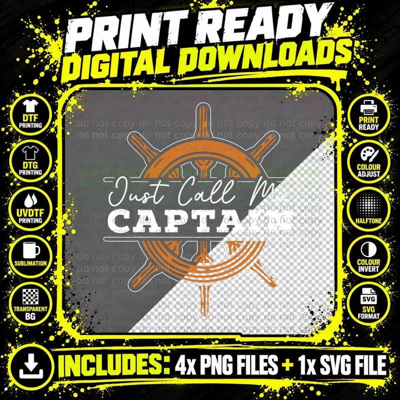 Just Call Me Captain Sailor Nautical Chief Mate Mariner Png SVG Digital Bundle