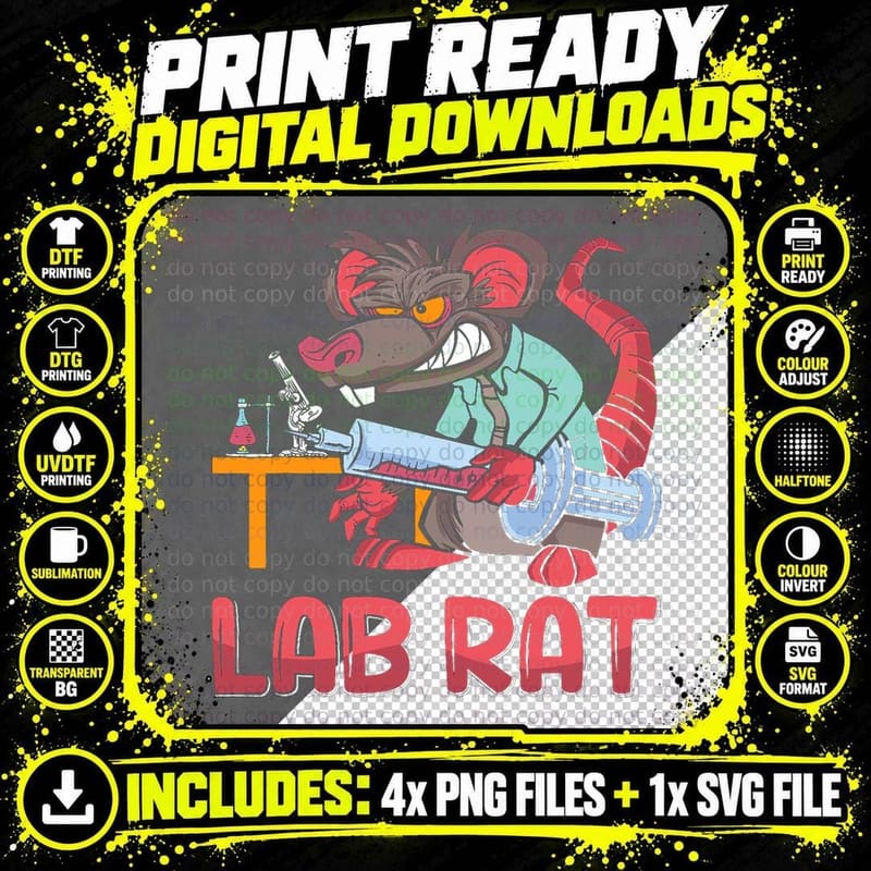 Lab Rat Medical Technologist Lab Tech Laboratory Png SVG Digital Bundle