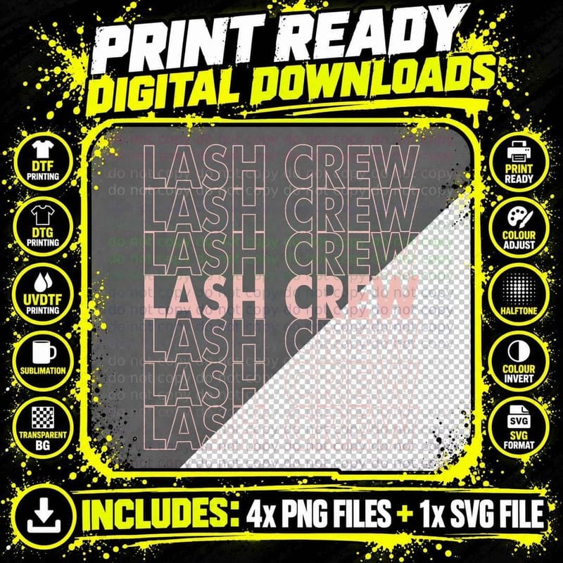 Lash Crew Eyelash Lash Tech Lash Artist Lash Crew T-Shirt Png SVG Digital Bundle