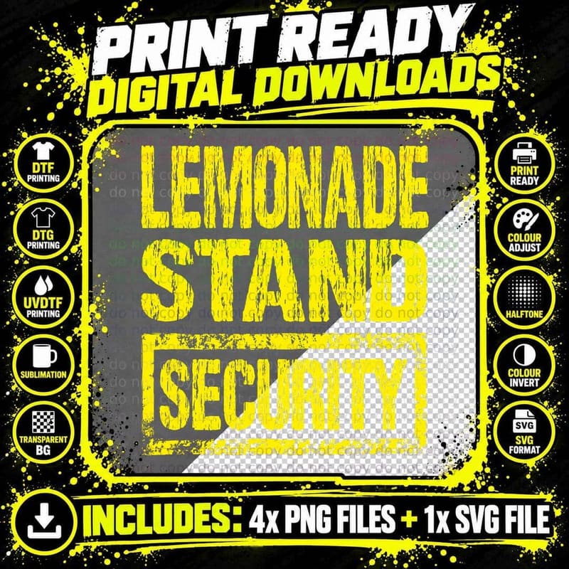 Lemonade Stand Security Kids Costume Lemonade Stand Png SVG Digital Bundle