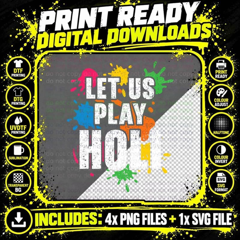 Let Us Play Holi Hinduism Hindu Buddhist Holi Festival Png SVG Digital Bundle