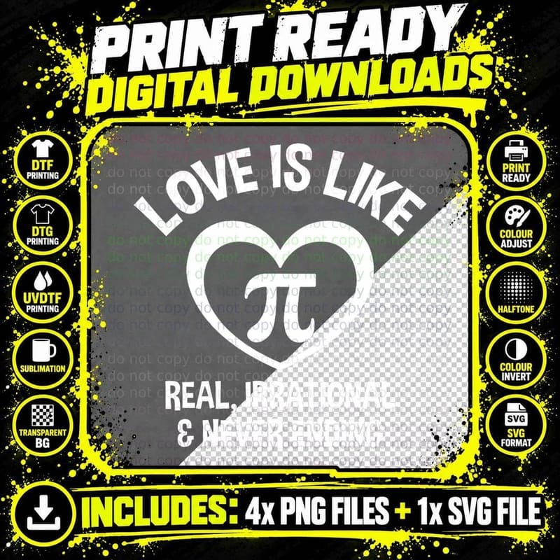 Love Is Like Pi Shirt Math Lover Pi Day Men Women Gift Png SVG Digital Bundle