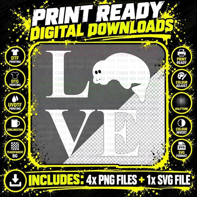 Love Manatees Graphic T-Shirt Png SVG Digital Bundle