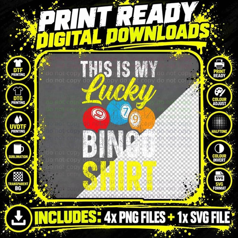 Lucky Bingo Design for Gambling Fun Bingo Lover Bingo Png SVG Digital Bundle