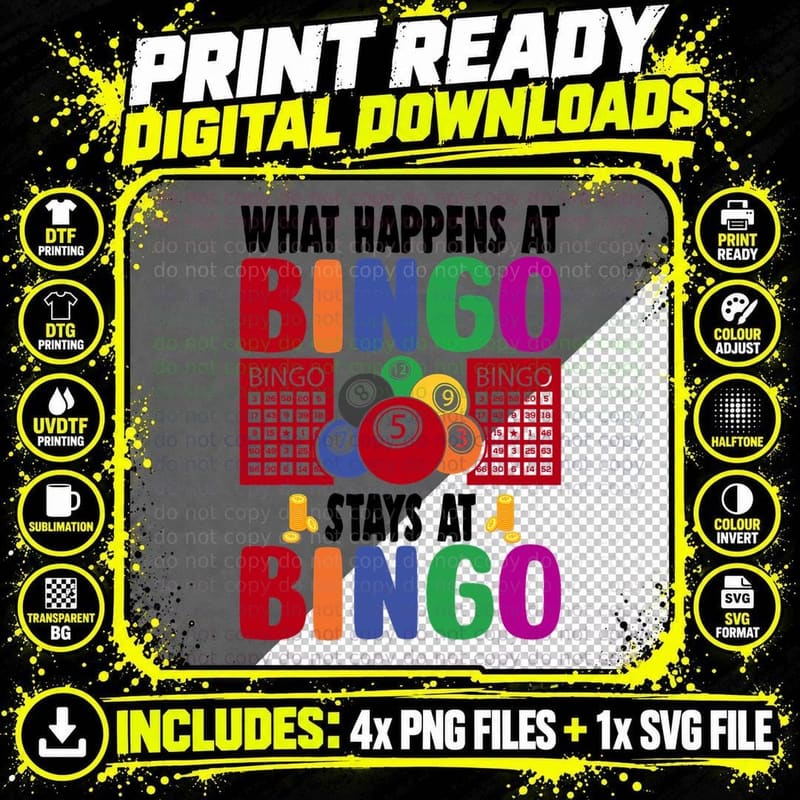 Lucky Bingo Shirt Women Men Lucky Bingo Lover Gambler Png SVG Digital Bundle