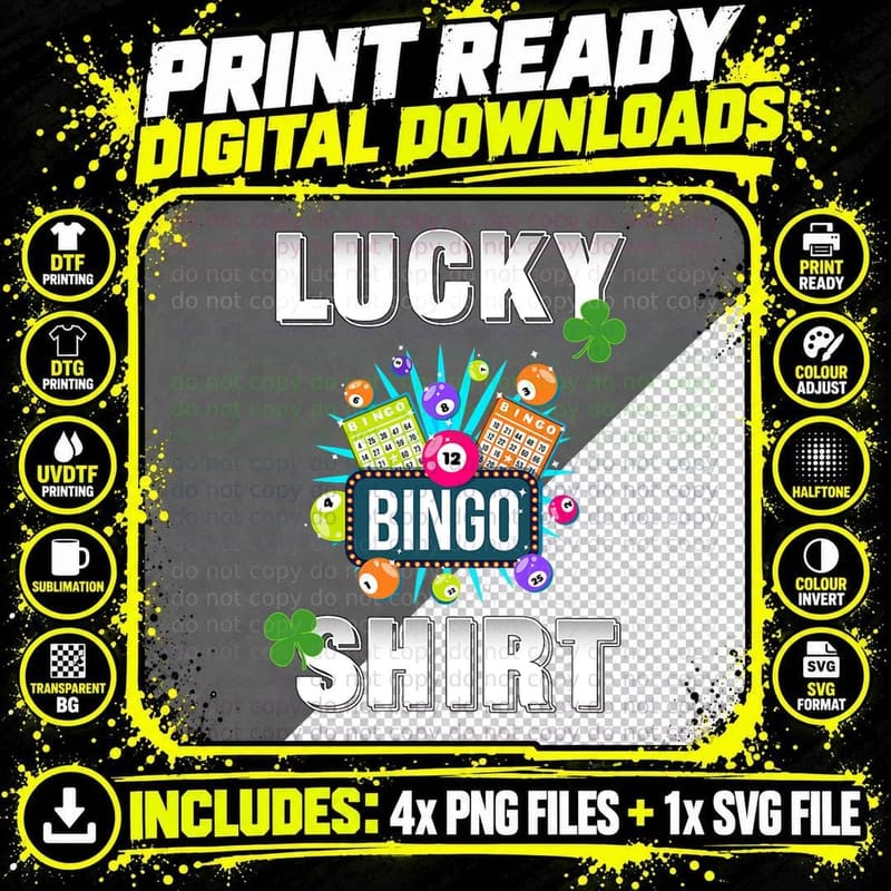 Lucky Bingo, Gambling Fun Bingo Lover T-Shirt, Dk T-Shirt Png SVG Digital Bundle