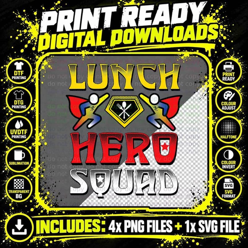 Lunch Hero Squad a Food Service Cafeteria Ladies Worker Png SVG Digital Bundle