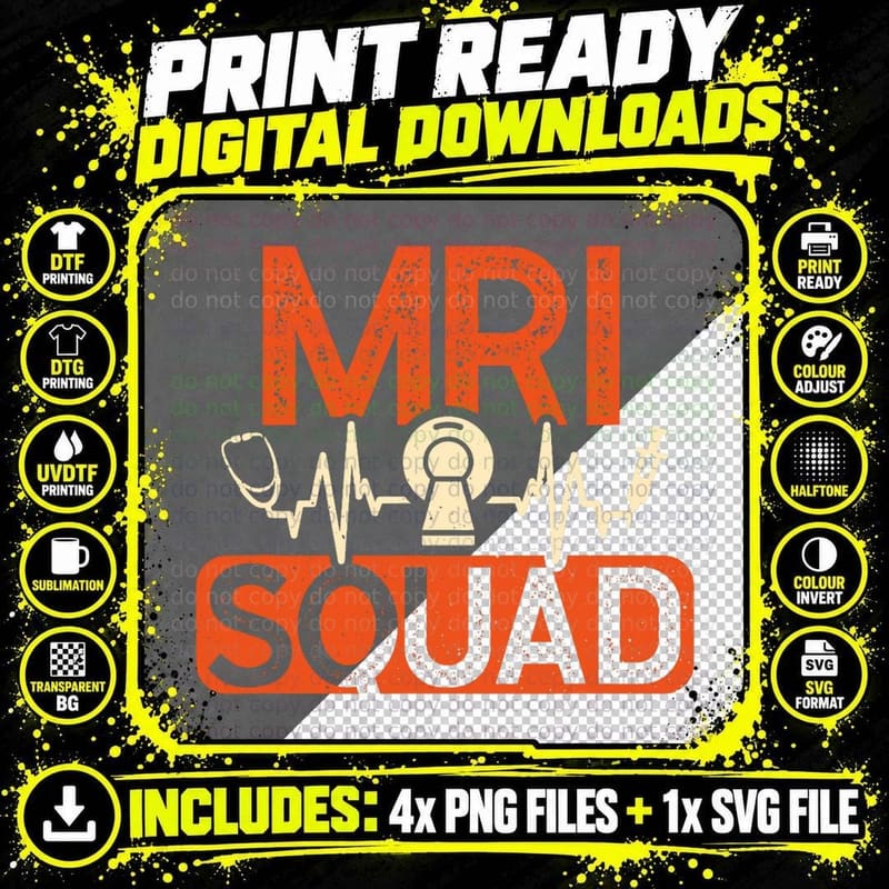 MRI Squad Radiology Tech Radiologist Rad Technologist Png SVG Digital Bundle