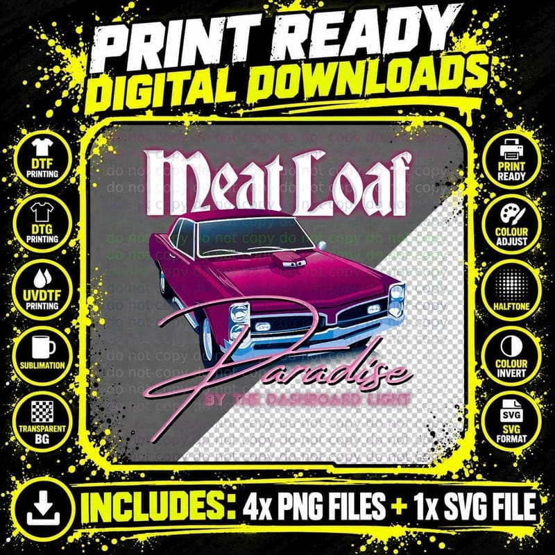 Meat Loaf Paradise by the Dashboard Light T-Shirt Png SVG Digital Bundle