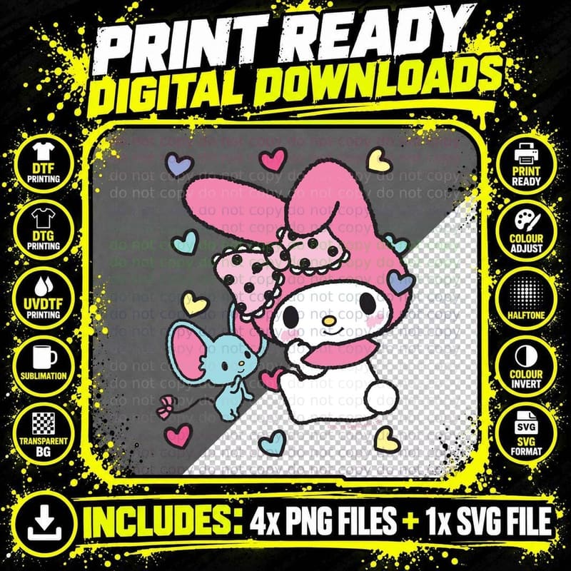 My Melody Sweet Hearts Sweatshirt T-Shirt Png SVG Digital Bundle