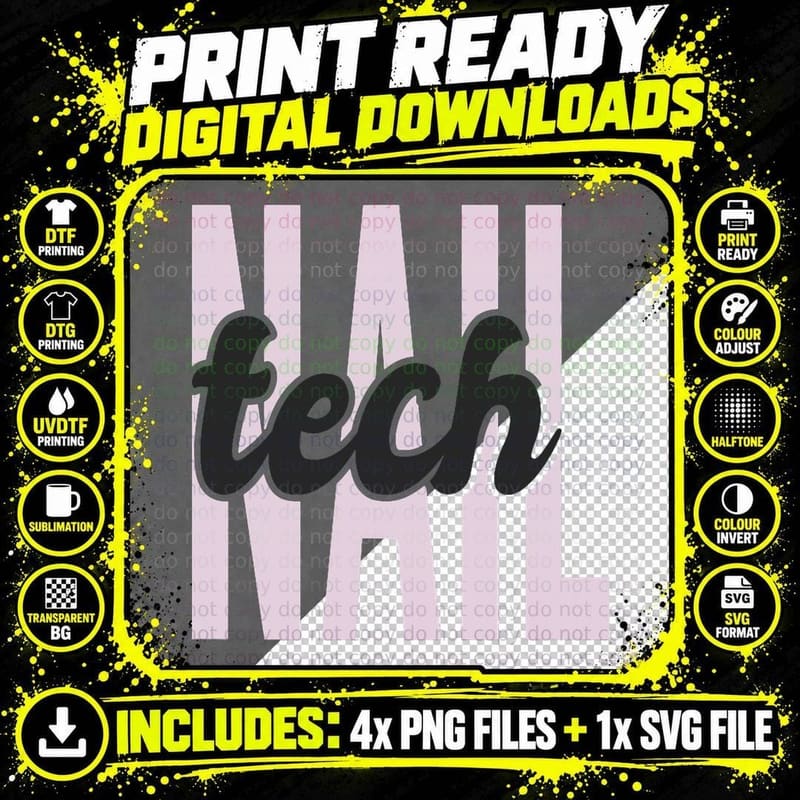 Nail Tech Nail Technician Nail Tech T-Shirt Png SVG Digital Bundle
