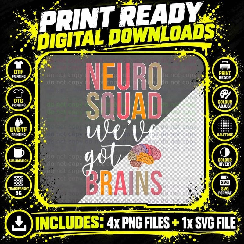 Neuro Squad Neurologist Neuro Tech Neurology Team T-Shirt Png SVG Digital Bundle