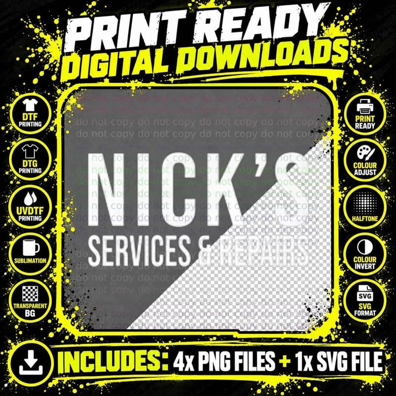 Nick's Service and Repairs T-Shirt Png SVG Digital Bundle