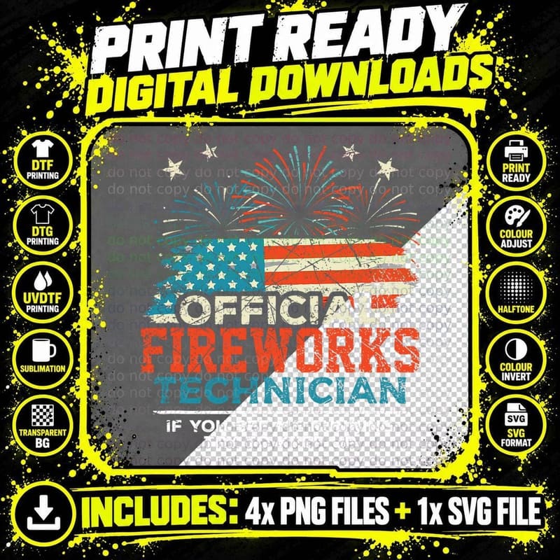 Official Fireworks Technician If You See Me Running Png SVG Digital Bundle