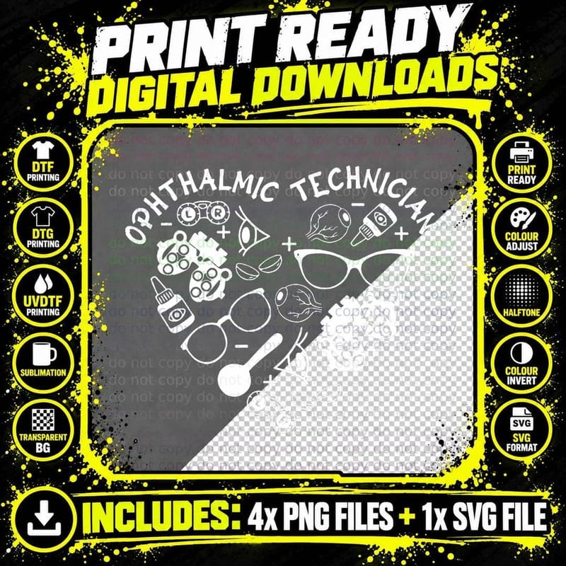 Ophthalmic Technician Optometry Optometric Tech Png SVG Digital Bundle