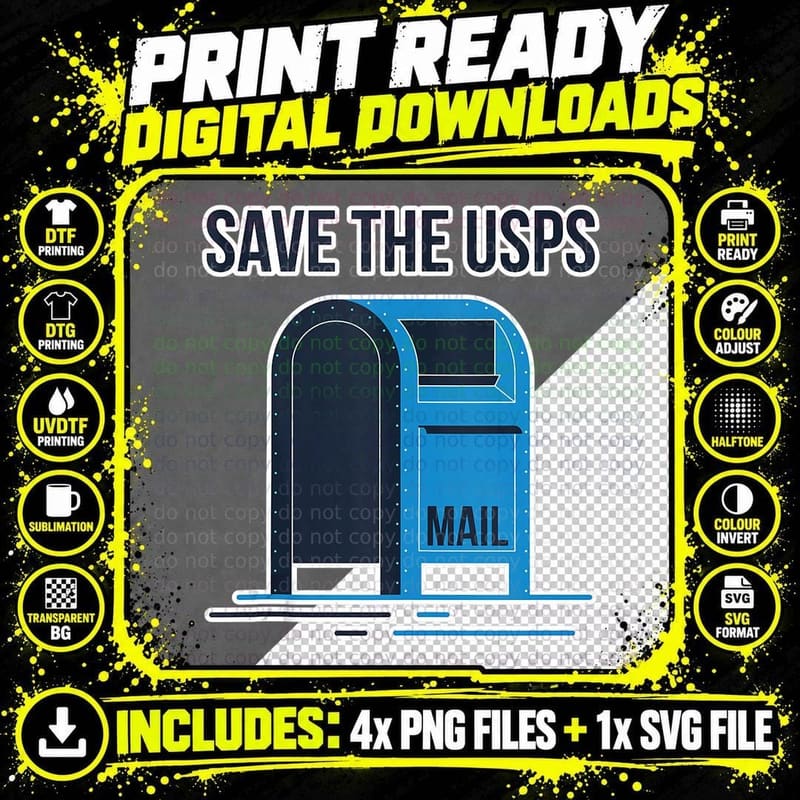 Original Save the US Postal Service, Support Mail T-Shirt Png SVG Digital Bundle