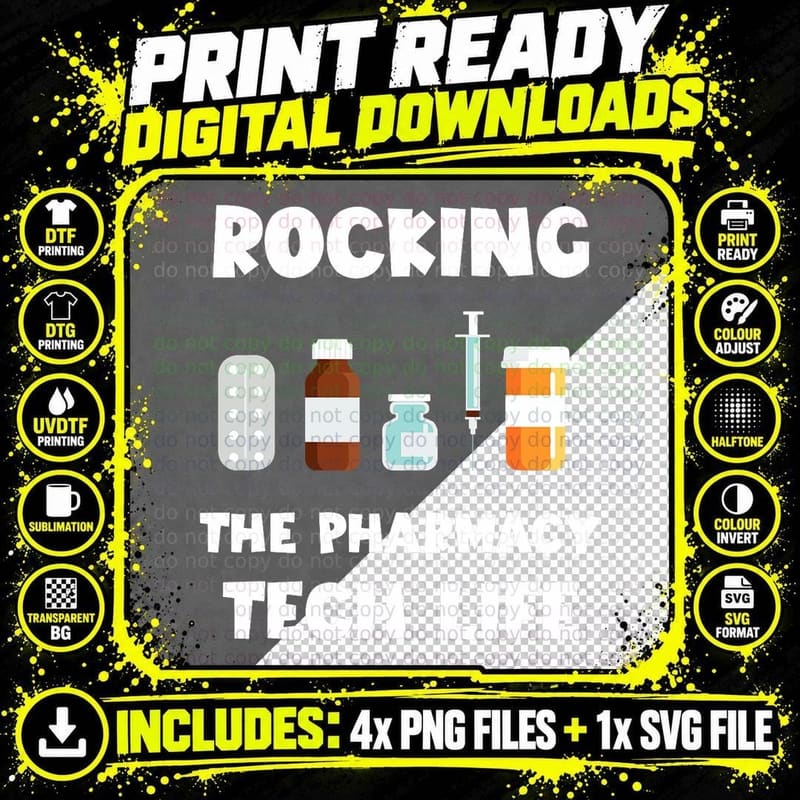 Pharmacy Tech Life Certified Pharm Tech Pharmacy Png SVG Digital Bundle