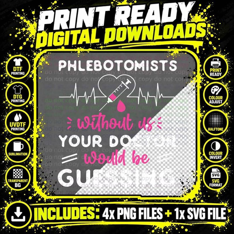 Phlebotomist Tech Technician T-Shirt Png SVG Digital Bundle