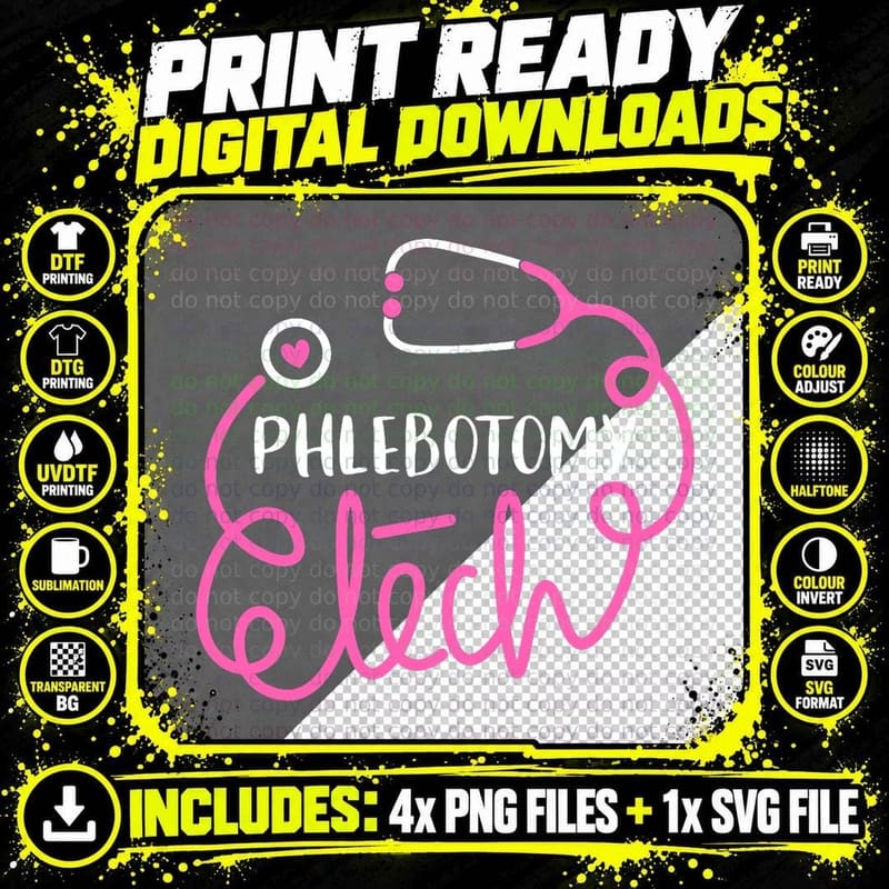 Phlebotomy Tech Phlebotomist Technicians Crew Png SVG Digital Bundle
