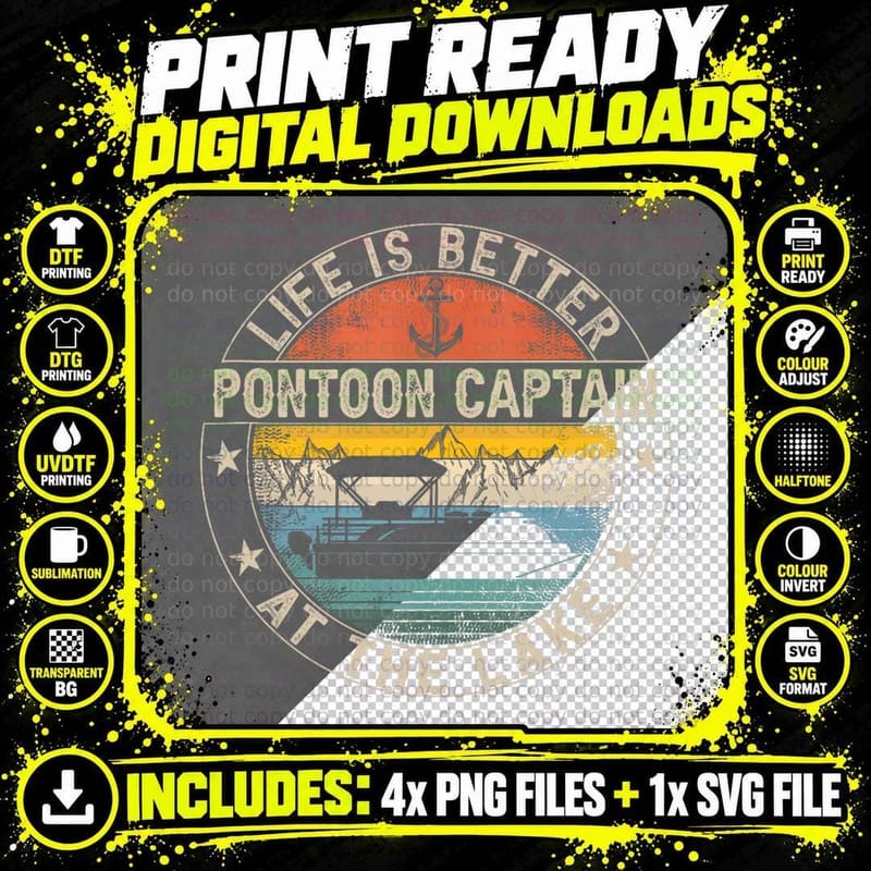 Pontoon Captain Life Is Better at the Lake T-Shirt Png SVG Digital Bundle