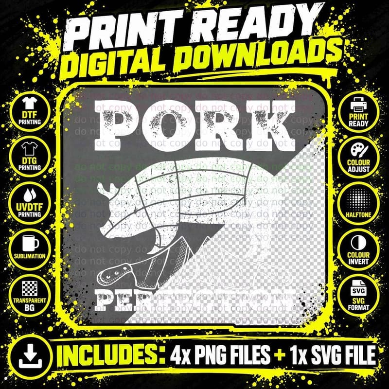 Pork Perfection Butcher Meat T-Shirt Png SVG Digital Bundle