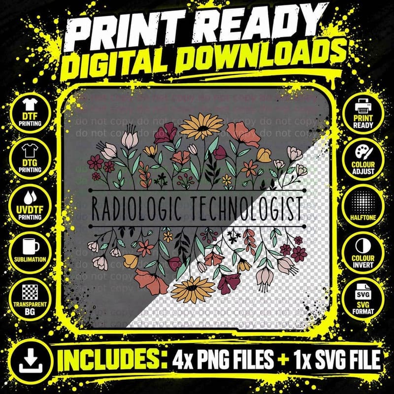 Radiologic Technologist Radiology X-Ray Rad Tech T-Shirt Png SVG Digital Bundle